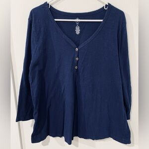 St. John's Bay blue long sleeve henley tunic